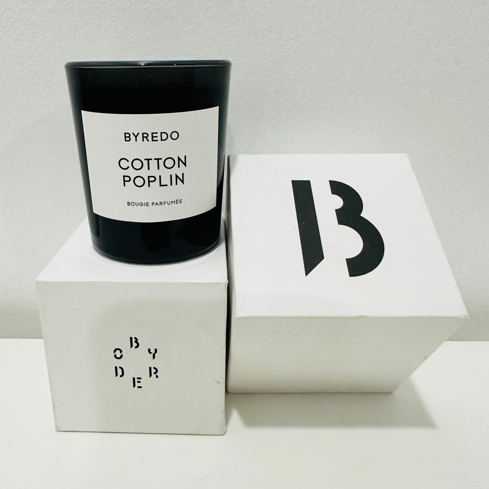 Byredo Cotton Poplin Scented Candle 70g 2.5oz Black Glass Bougie Parfumee NIB